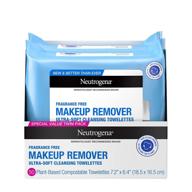 🌿 neutrogena fragrance free makeup remover face wipes - cleansing towelettes for waterproof makeup, alcohol-free, unscented, 100% plant-based fibers - twin pack, 2 x 25 ct logo