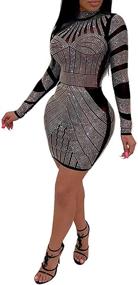 img 4 attached to Ranfare Nightclub Dresses Bodycon Rhinestone Women's Clothing in Dresses
