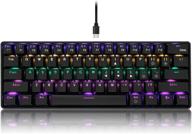 🔴 redthunder 60% wired mechanical gaming keyboard: ultra-compact, clicky blue switch, rainbow rgb backlight for typist laptop pc mac gamer (black, blue switch) logo