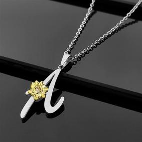 img 1 attached to 🌻 Stainless Steel Sunflower Initial Necklace with Cubic Zirconia Flower Pendant - A-Z Letter, Ideal Birthday & Christmas Gifts for Women and Girls (POWER WING)