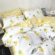 vclife pineapple duvet cover queen – luxury soft yellow white chevron geometry pattern bedding comforter cover sets, 3 piece queen sets logo