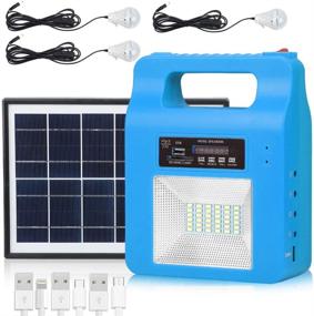 img 4 attached to 🔋 Portable Solar Generator Lighting Kit: Reliable 12000mAh Solar-Powered Electric System with Panels & 3 LED Lamps – Perfect for Camping, Emergencies, and Home Backup Power during Hurricanes