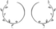 sterling silver leaf hoop earrings: hypoallergenic jewelry for sensitive ears with gift box logo