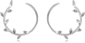 img 4 attached to Sterling Silver Leaf Hoop Earrings: Hypoallergenic Jewelry for Sensitive Ears with Gift Box