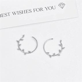 img 2 attached to Sterling Silver Leaf Hoop Earrings: Hypoallergenic Jewelry for Sensitive Ears with Gift Box