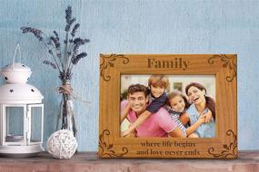 img 1 attached to 🖼️ Engraved Natural Wood Family Picture Frame - Fits 5x7 Horizontal Portrait, Ideal for Family, Dad, Mom, Grandparents, Father, From Son or Daughter, where Life Begins and Love Never Ends