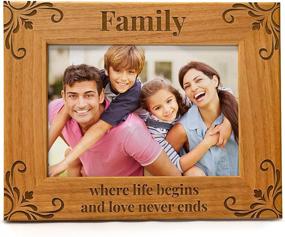 img 4 attached to 🖼️ Engraved Natural Wood Family Picture Frame - Fits 5x7 Horizontal Portrait, Ideal for Family, Dad, Mom, Grandparents, Father, From Son or Daughter, where Life Begins and Love Never Ends