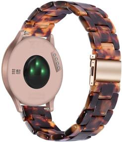 img 2 attached to 🌹 Wongeto Resin Watch Band - Compatible with Garmin Vivoactive 3 Music/Forerunner 245, 20mm Fashion Bracelet Strap - Women Men - Vivomove HR/Forerunner 645 Smartwatch (Rose Gold+Tortoise)