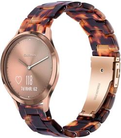 img 4 attached to 🌹 Wongeto Resin Watch Band - Compatible with Garmin Vivoactive 3 Music/Forerunner 245, 20mm Fashion Bracelet Strap - Women Men - Vivomove HR/Forerunner 645 Smartwatch (Rose Gold+Tortoise)