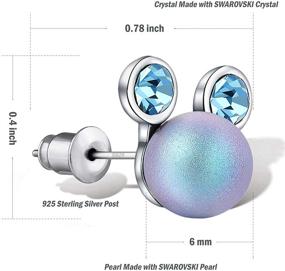 img 1 attached to 🐭 HERAYLI Mickey Mouse Pearl Stud Earrings: Crystal Jewelry Gift for Kids, Girls, and Women with 925 Sliver Post – Allergy-Free