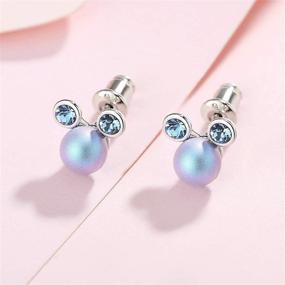 img 2 attached to 🐭 HERAYLI Mickey Mouse Pearl Stud Earrings: Crystal Jewelry Gift for Kids, Girls, and Women with 925 Sliver Post – Allergy-Free