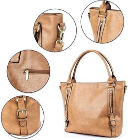 img 2 attached to 👜 CHANRS KEATN Women's Leather Shoulder Tote Bag with Zipper Satchel Hobo Handbag, 2pcs Purse Set