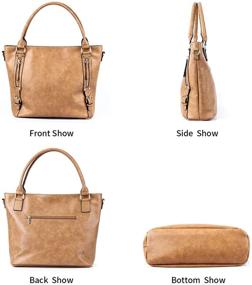 img 3 attached to 👜 CHANRS KEATN Women's Leather Shoulder Tote Bag with Zipper Satchel Hobo Handbag, 2pcs Purse Set
