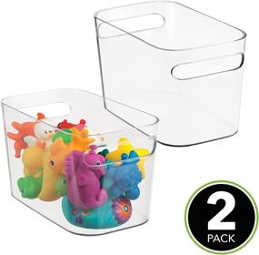 img 3 attached to 🧸 mDesign Clear Plastic Toy Box Storage Organizer Tote Bin with Handles - Organize and declutter your child's toys in style!