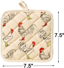 img 3 attached to 🐓 Rooster Pattern Pot Holders: Cute & Heat Resistant Hot Pads for Kitchen, Cooking & Baking