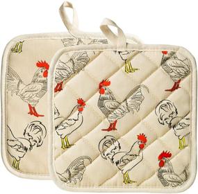 img 4 attached to 🐓 Rooster Pattern Pot Holders: Cute & Heat Resistant Hot Pads for Kitchen, Cooking & Baking