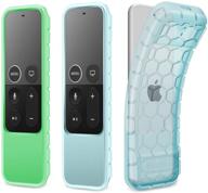 📱 fintie protective case for apple tv 4k 5th, 4th gen remote - casebot (honey comb series) - green glow + blue glow logo