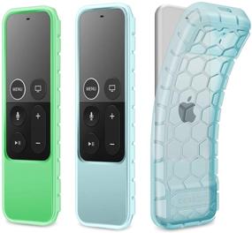 img 4 attached to 📱 Fintie Protective Case for Apple TV 4K 5th, 4th Gen Remote - Casebot (Honey Comb Series) - Green Glow + Blue Glow