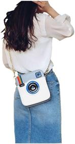 img 2 attached to Stylish LA CHA Cute Rainbow Snapshot Camera Design Shoulder Crossbody Purses for Women and Girls