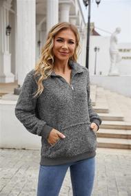 img 2 attached to 🧥 Stay Cozy in Style with VIISHOW Women's Sherpa Pullover: Long Sleeve Fluffy Fleece Sweaters and Jackets with Oblique Zipper and Pocket