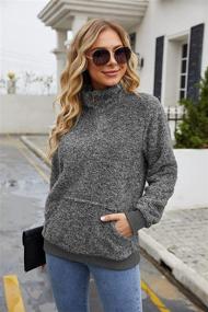 img 3 attached to 🧥 Stay Cozy in Style with VIISHOW Women's Sherpa Pullover: Long Sleeve Fluffy Fleece Sweaters and Jackets with Oblique Zipper and Pocket