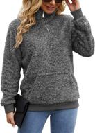 🧥 stay cozy in style with viishow women's sherpa pullover: long sleeve fluffy fleece sweaters and jackets with oblique zipper and pocket logo