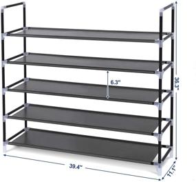 img 2 attached to 👞 SONGMICS 5-Tier Shoe Rack | Space-Saving Shoe Tower Cabinet Organizer, Black, 39" Length | Holds 20-25 Pairs of Shoes | ULSH55H