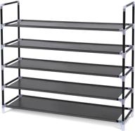 👞 songmics 5-tier shoe rack | space-saving shoe tower cabinet organizer, black, 39" length | holds 20-25 pairs of shoes | ulsh55h логотип