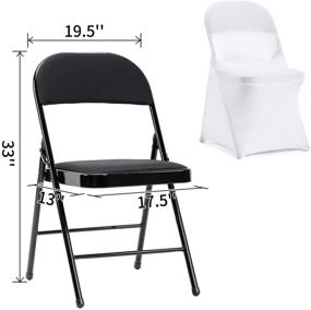 img 2 attached to 🪑 Premium Peomeise Stretch Spandex Folding Chair Cover - White (Pack of 6) for Wedding, Party, Dining, Banquet & Events