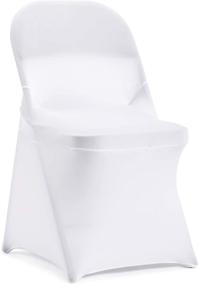 img 4 attached to 🪑 Premium Peomeise Stretch Spandex Folding Chair Cover - White (Pack of 6) for Wedding, Party, Dining, Banquet & Events