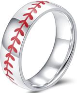 ⚾ jude jewelers 8mm stainless steel baseball ring: simple & stylish wedding band for sports enthusiasts logo