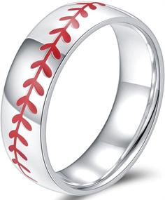 img 1 attached to ⚾ Jude Jewelers 8MM Stainless Steel Baseball Ring: Simple & Stylish Wedding Band for Sports Enthusiasts