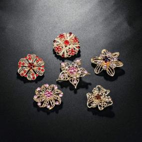 img 1 attached to 💐 Enhance Your Bridal Bouquets with WeimanJewelry Gold Tone Flower Brooches - 12PCS Multicolor Crystal Rhinestone Lapel Pins