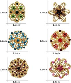 img 3 attached to 💐 Enhance Your Bridal Bouquets with WeimanJewelry Gold Tone Flower Brooches - 12PCS Multicolor Crystal Rhinestone Lapel Pins