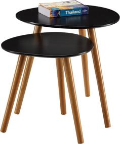 img 3 attached to 🌿 Convenience Concepts Oslo Nesting End Tables in Black and Natural Finishes