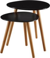 🌿 convenience concepts oslo nesting end tables in black and natural finishes логотип