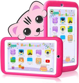 img 4 attached to 📱 Pink Kids Tablet 7 inch Android 10.0 - JUSYEA J3: Quad Core, 1GB RAM, 16GB ROM, WiFi, Bluetooth, Education & Entertainment, with Case