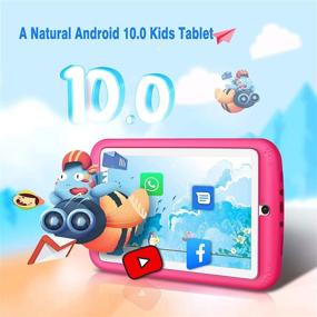 img 1 attached to 📱 Розовый детский планшет 7 дюймов Android 10.0 - JUSYEA J3: четырехъядерный процессор, 1 ГБ ОЗУ, 16 ГБ ПЗУ, WiFi, Bluetooth, образование и развлечения, в комплекте чехол.