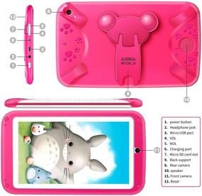 img 3 attached to 📱 Pink Kids Tablet 7 inch Android 10.0 - JUSYEA J3: Quad Core, 1GB RAM, 16GB ROM, WiFi, Bluetooth, Education & Entertainment, with Case