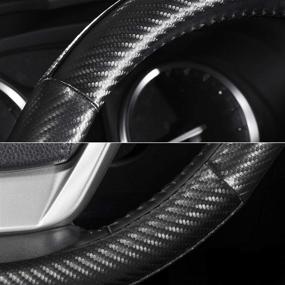 img 3 attached to 🚗 SEG Direct Black Carbon Fiber Pattern Steering Wheel Cover - Universal Standard Size 14.5"-15