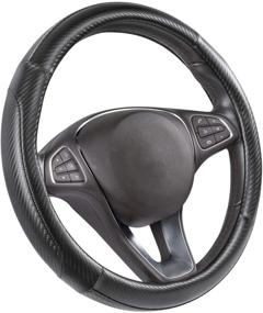 img 4 attached to 🚗 SEG Direct Black Carbon Fiber Pattern Steering Wheel Cover - Universal Standard Size 14.5"-15