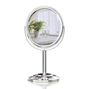 img 4 attached to 💄 PINKZIO Tabletop Makeup Mirror: 360° Swivel, 1X & 3X Magnifying, Chrome Finish - Ideal for Bathroom or Bedroom Vanity - Silver