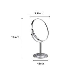 img 2 attached to 💄 PINKZIO Tabletop Makeup Mirror: 360° Swivel, 1X & 3X Magnifying, Chrome Finish - Ideal for Bathroom or Bedroom Vanity - Silver