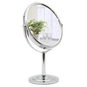 img 3 attached to 💄 PINKZIO Tabletop Makeup Mirror: 360° Swivel, 1X & 3X Magnifying, Chrome Finish - Ideal for Bathroom or Bedroom Vanity - Silver