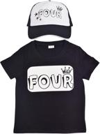 meant2tobe 4th birthday shirt and hat set for boys, 4 years old birthday party, black logo