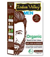 🧔 органическая мужская краска для бороды, усов и волос indus valley medium brown: безопасная, не вызывающая аллергии с бесплатной маской для волос спа. логотип