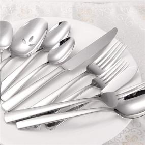 img 2 attached to 🍴 Premium 45-Piece Stainless Steel Cutlery Set for 8 | Ergonomic Design, Dishwasher Safe Tableware | Durable Flatware in Perfect Size and Weight