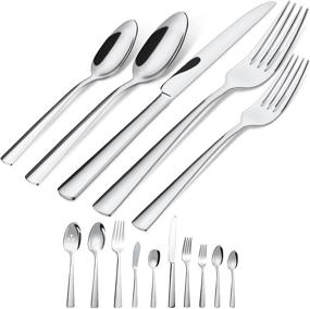 img 4 attached to 🍴 Premium 45-Piece Stainless Steel Cutlery Set for 8 | Ergonomic Design, Dishwasher Safe Tableware | Durable Flatware in Perfect Size and Weight