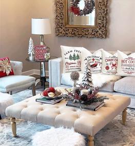 img 3 attached to 🎄 Kthomer Farmhouse Christmas Pillow Covers 18x18 Set of 4 - Rustic Winter Holiday Xmas Decor Throw Pillows"