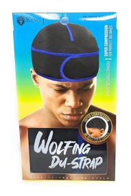 img 2 attached to 🔥 The Ultimate King J Wolfing Du-Strap #2030: Revolutionary Stringless Durag Cap for Seamless Compression (Black/Royal)